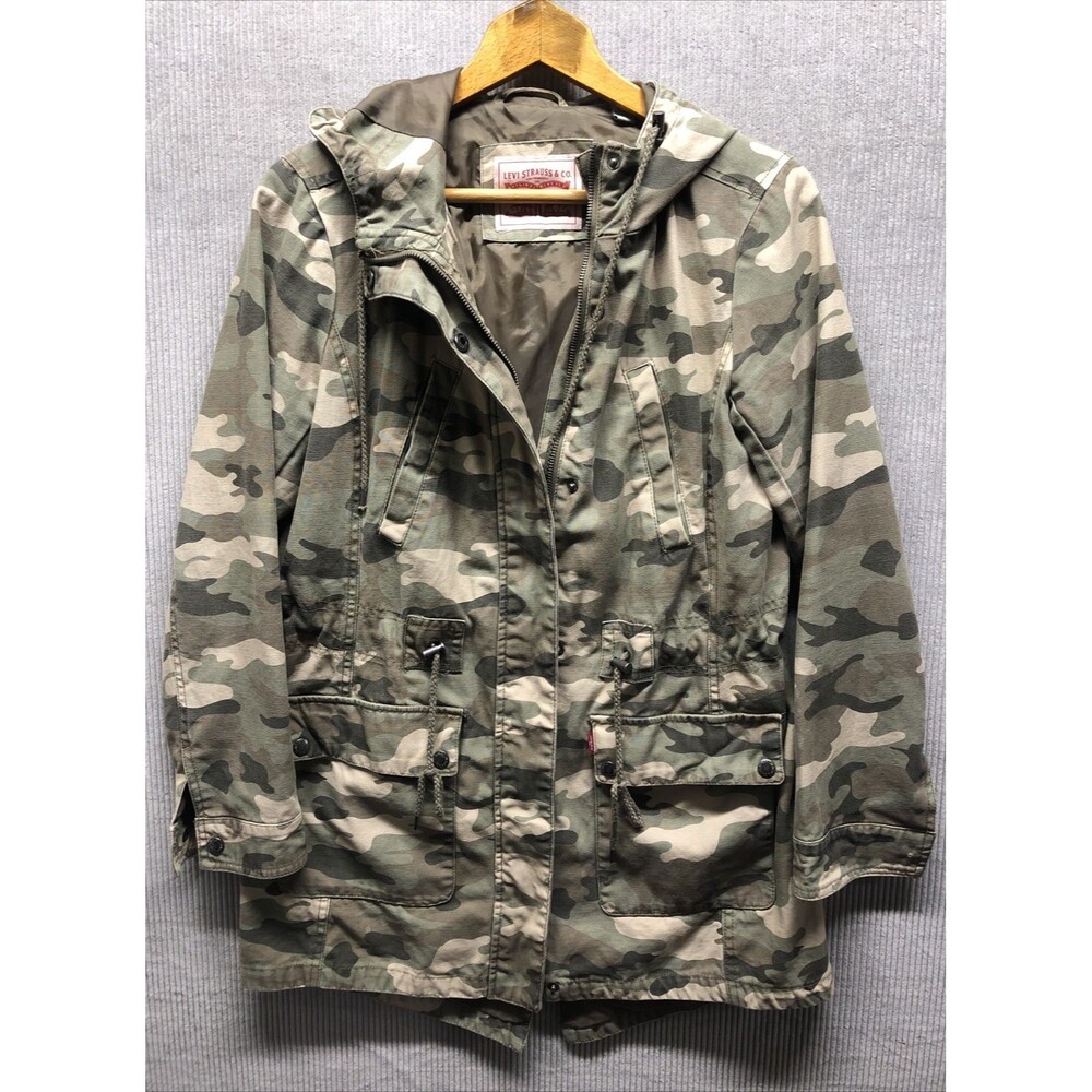 Levi Strauss & Co Jacket Womens S Camo Hooded Drawstring Utility Gorpcore